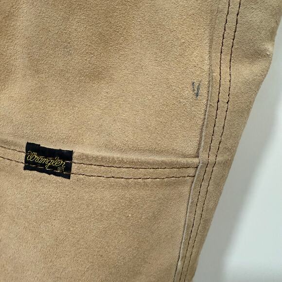Wrangler Unisex Vintage Suede Vest Western Snap Sherpa Lined Tan - Picture 4 of 8